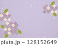 抽象的な紫陽花柄の和紙テクスチャ_和モダンフレーム背景素材 128152649
