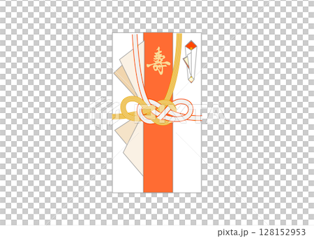 鮑魚結 Mizuhiki 金色 紅色和金色禮物信封 鮑魚結 Mizuhiki 金色 紅色和金色禮物信封 128152953