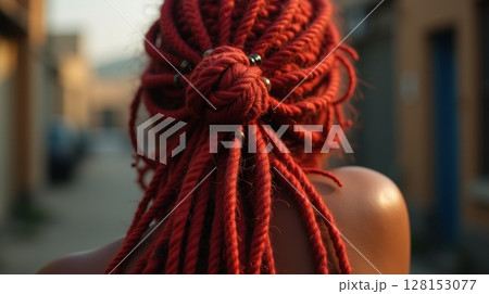 hand of a young woman holding a red pot 128153077