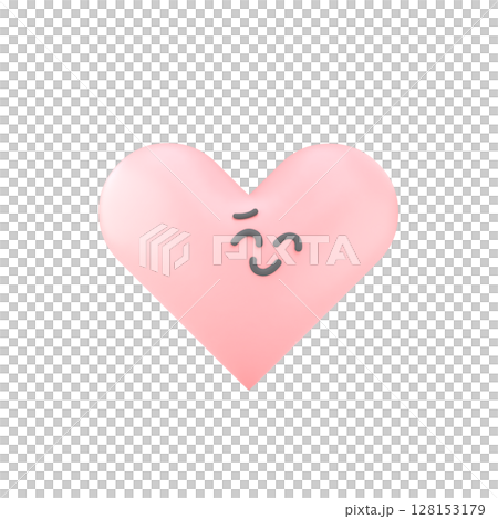 3D illustration of a heart-shaped wry smile. Concept of frustration and patience 3D illustration of a heart-shaped wry smile. Concept of frustration and patience 128153179