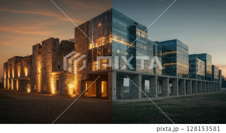 Building Exists Multiple Time Periods Ancient Medieval Modern Future 128153581