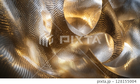 abstract gold and silver metal mesh sculpture abstract gold and silver metal mesh sculpture 128155004