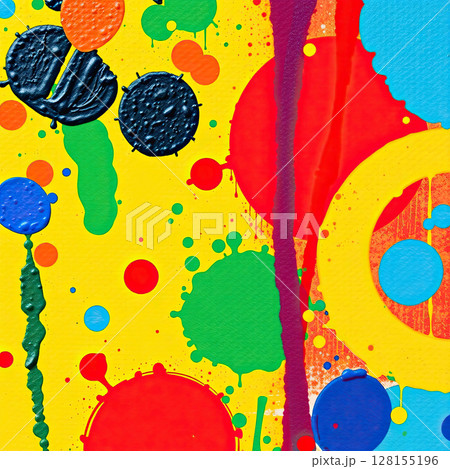 Abstract canvas with bright paint strokes and modern chaos. 128155196