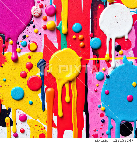 Chaotic fluid painting in modern art style with intense color play. Chaotic fluid painting in modern art style with intense color play. 128155247