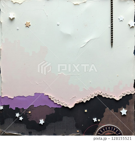 Faded paper surface with grunge elements and watercolor gradients. 128155521