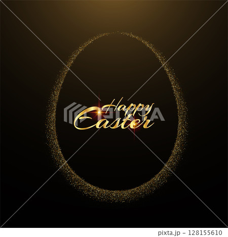 Easter egg frame. Gold glitter border. Elegant Easter decor. Easter egg frame. Gold glitter border. Elegant Easter decor. 128155610