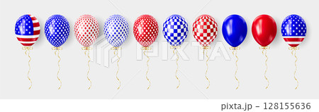 Realistic 3D balloons in USA colors and flags 128155636