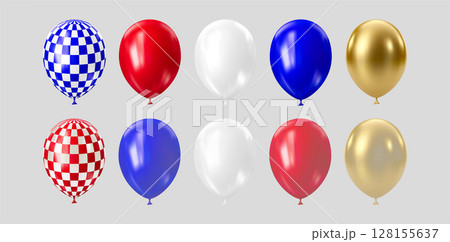 Realistic 3D balloons in USA colors and flags 128155637