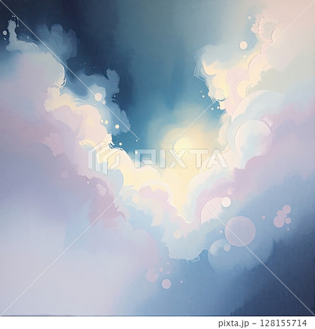 Mystical blue abstract painting with soft spiritual ambiance. 128155714