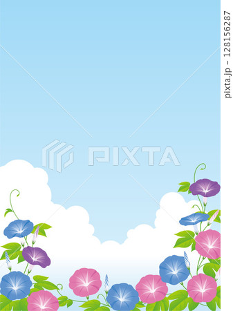 夏の花朝顔と入道雲A3_01 128156287