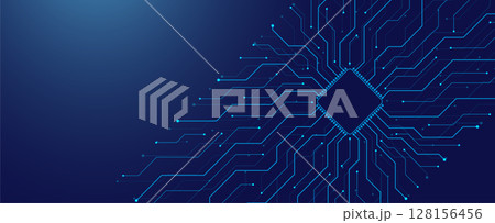 Motherboard technology abstract texture design. Creative idea AI banner concept for internet technology. Software coding. Digital concept for poster, cover, banner, header, web, presentation template. 128156456
