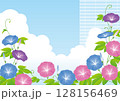 夏の花朝顔と入道雲A3_04 128156469