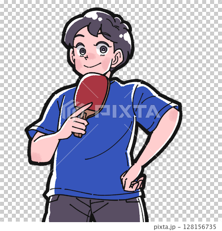 一個男孩打乒乓球的插圖 128156735