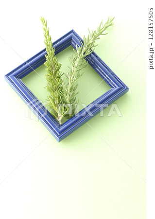 額縁とローズマリーの葉 128157505
