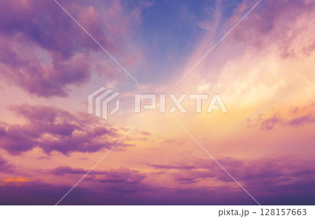 Colorful cloudy sky at sunset. Gradient color. Sky texture. Abstract nature background Colorful cloudy sky at sunset. Gradient color. Sky texture. Abstract nature background 128157663
