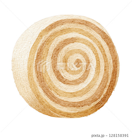 Watercolor spiral circle with warm brown tones creates soothing natural pattern in textured artistic style 128158391