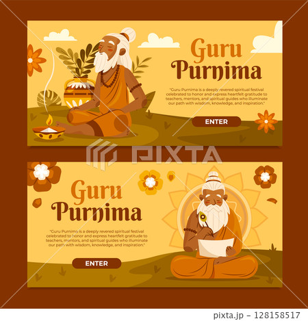 Guru Purnima Spiritual Celebration Horizontal Banners Collection 128158517