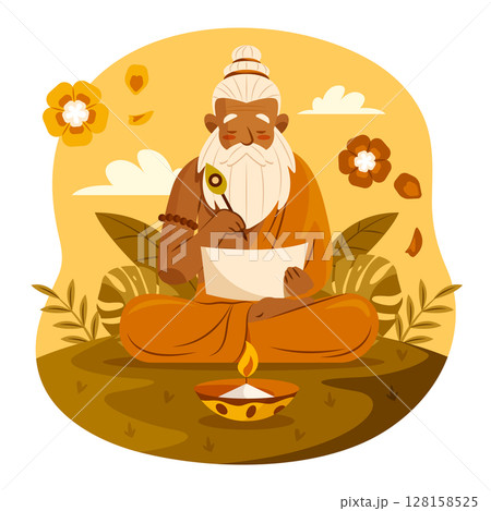 Guru Purnima Spiritual Meditation Illustration 128158525