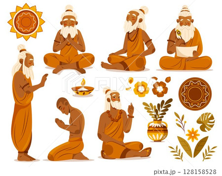 Guru Purnima Spiritual Meditation Element Collection 128158528
