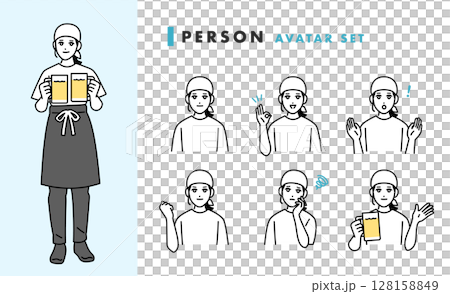 Female bar staff avatar set 128158849