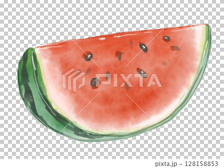 手繪水彩插圖的美味切西瓜 128158853
