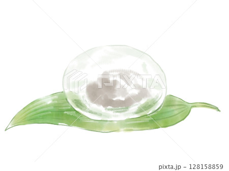 冷たくて美味しそうな水まんじゅうの手描き水彩イラスト 128158859