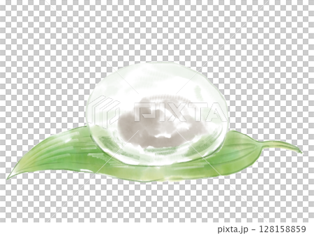 冷たくて美味しそうな水まんじゅうの手描き水彩イラスト 128158859