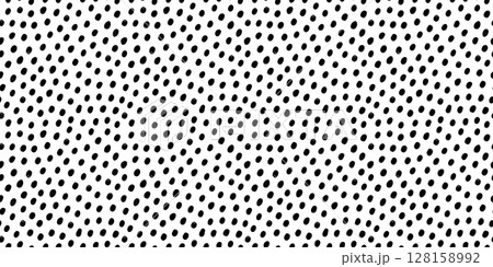 Polka dot horizontal seamless pattern in black and white. Hand drawn vector texture with rough inked dot print. Perfect for abstract wallpaper, fabric, or grunge-style wrapping paper design Polka dot horizontal seamless pattern in black and white. Hand drawn vector texture with rough inked dot print. Perfect for abstract wallpaper, fabric, or grunge-style wrapping paper design 128158992