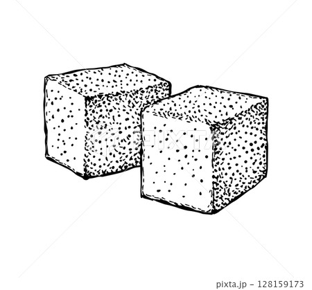 Sugar cubes ink sketch. 128159173