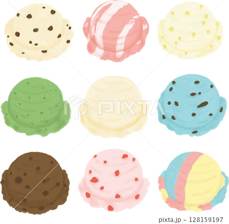 いろいろな種類のカラフルなアイスクリームセット 128159197