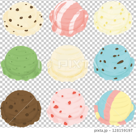 いろいろな種類のカラフルなアイスクリームセット 128159197