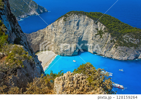 Navajo Cove (wrecks) on the island of Zakynthos. Ionian Sea. Greece. 128159264