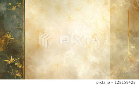 華やかな金の花模様と和風背景 128159428