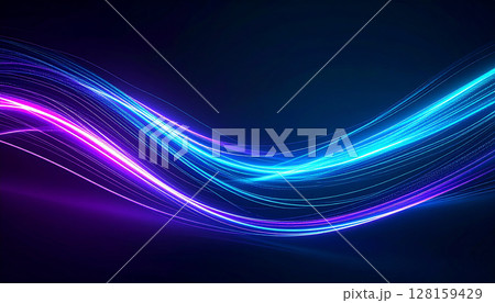 滑らかな光が波打つ近未来テクノロジー背景 128159429