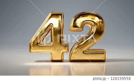 Gold number 42 in a modern 3D design 128159558