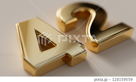 Elegant gold metallic number 42 displayed 128159559