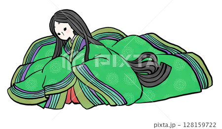 十二単の女性（緑） 128159722