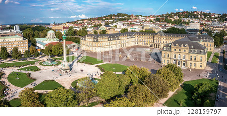 Schlossplatz in Stuttgart, Germany, travel panoramic landscape Schlossplatz in Stuttgart, Germany, travel panoramic landscape 128159797