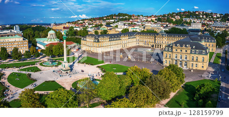 Schlossplatz in Stuttgart, Germany, travel panoramic landscape Schlossplatz in Stuttgart, Germany, travel panoramic landscape 128159799