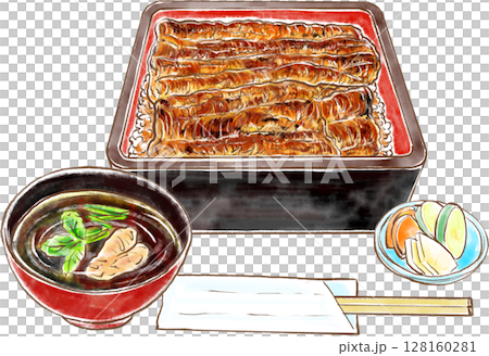うな重と肝吸いとお新香 128160281