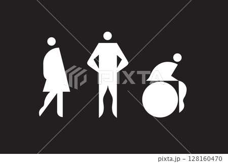 Wc signs male female inclusive black Wc signs male female inclusive black 128160470