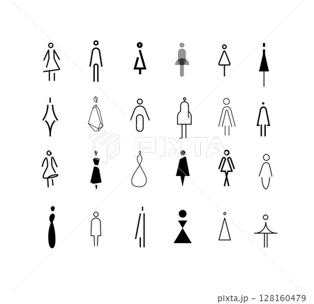 Female toilet icon set Female toilet icon set 128160479
