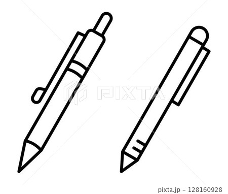 Set of Ball Pen template flat and line icons on transparent background, line design vector illustration, office supplies concept Set of Ball Pen template flat and line icons on transparent background, line design vector illustration, office supplies concept 128160928