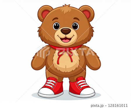 赤いスニーカーを履いたくまのイラスト 赤いスニーカーを履いたくまのイラスト 128161011