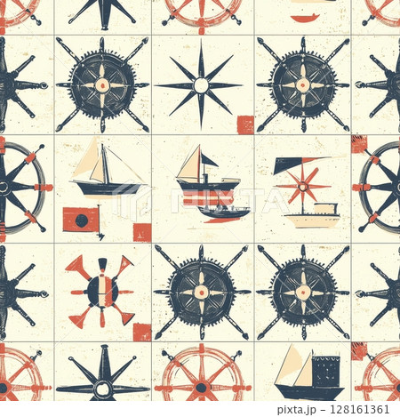 Nautical Pattern Seamless Texture 128161361