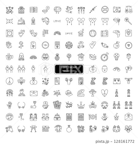 LGBT theme, 118 cute line vector icons 128161772