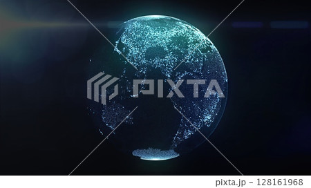Planet Earth made of particles. Computer generated 3d render 128161968
