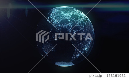 Planet Earth made of particles. Computer generated 3d render 128161981