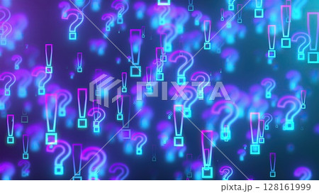 Glowing exclamation and question marks. Computer generated 3d render 128161999