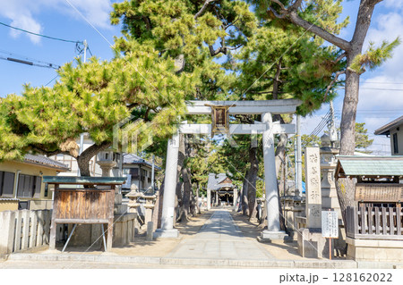 兵庫県伊丹市宮ノ前の猪名野神社(有岡城跡の一部) 鳥居 兵庫県伊丹市宮ノ前の猪名野神社(有岡城跡の一部) 鳥居 128162022